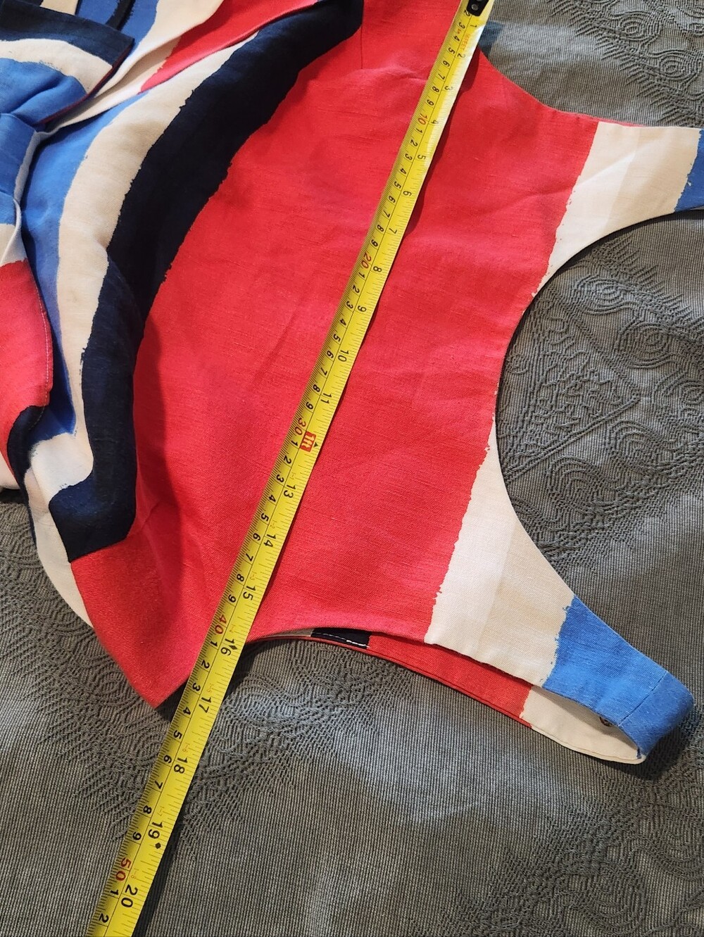 kate spade Coral, Blue & White Striped Sleeveless Midi Dress with Bow Waist - Picture 6 of 10